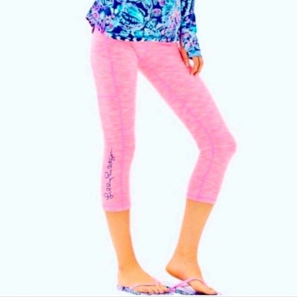 Lilly Pulitzer Luxletic Weekender High Rise Crop Legging Yoga Pink Spacedye XS